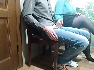 OurFetishLife Ukrainian MILF Gets Handjob Cumshot From Stranger In Public Waiting Room