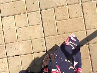 Good Morning with My Sexy Legs and Blue Sandals