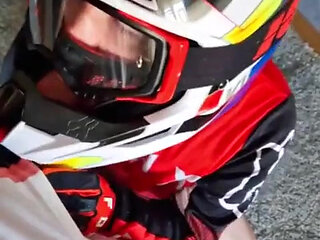 Horny Guy Jerking off in My Motocross Mxhelmet