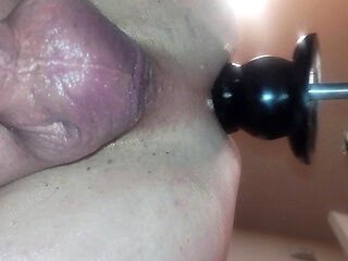 Redheaded white boy fucked by huge dildo machine