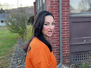 Slutty Escaped Prisoner lets married Correction Officer fuck her and cum in her ass