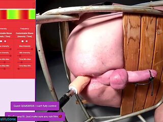 On the Edge Of Orgasm - He is Restrained on the Anal Impalement Chair and Electro ESTIM Edged