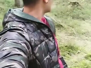 Intense Quick Jerk off Outdoor While Friends Are Inside House