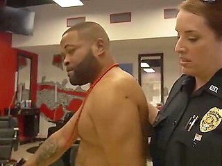 Horny dude banging two busty cops