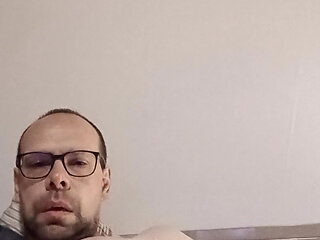 I cum while showing off my huge balls to a girl