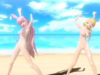 Kagamine Rin &amp_ Megurine Luka Summer Idol Project diva Nude Mod Full Nude and Cum