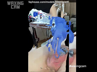camera is peeping. waxing of a male cock and ass #93
