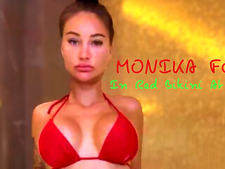 Sexy Monika Fox In Red Bikini At Spa!