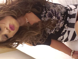 Latina crossdreser playing in bed