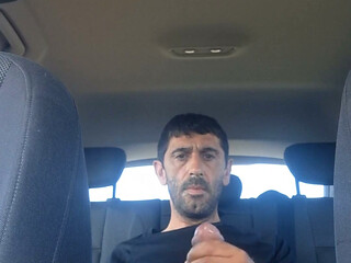 Mature men masturbating naked in the car'