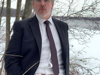 Daddy in suit outside winter jerk