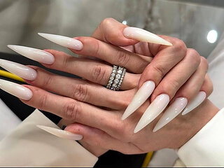 Hot White Color Long Nails, Sharp Claws, Long Fingers and Hands Worship