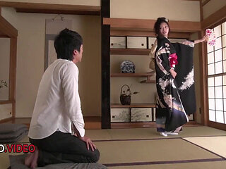 Intense Asian Blowjob by Hot Kimono Babe Drives Him Wild