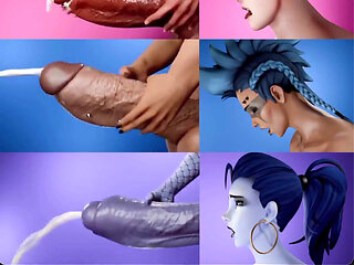 Multiple Overwatch Transgender Sluts Jerking off and Cumming at the Same Time