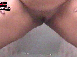 Busty Blonde Peeing in the Bathroom