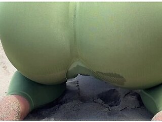 Girl Doing Yoga On The Beach And Pissed Her Pants Public