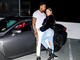 Tattooed PAWG with fake tities takes BBC in mouth, pussy, and ass