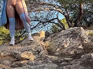 Naked Outdoor Walk with Coat in Mountains!