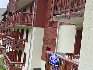 First Small French Squirt on a Balcony in the Mountains