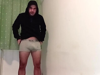 Boy in Hoodie Jerk off and Finish with a Cumshot