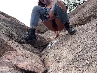 Aspen, Bonni, and I Almost Got Caught Peeing on This Cliff!
