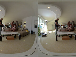 Haley Spades - Behind the Scenes VR Part Three - Little Freak Licks Cum From Chocolate in Monster Cock Gangbang