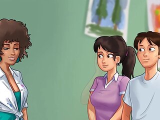 Sexy milf teacher showing off her big boobs and moaning like crazy