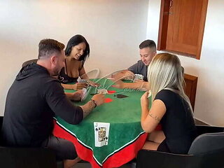 A steamy card game leads to a lesbian encounter between Kel Abate and Bruna Carlos! See more on RED.