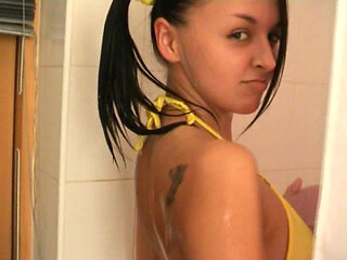 Hot Young Skinny Brunette in the Shower