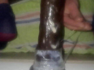 White oiled twink playing with his BBC toy can't get enough all night long