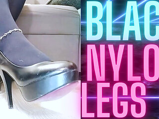 (66) Black Nylon Legs