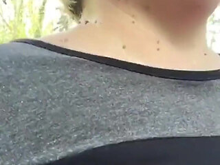 Bbwbootyful flashing ny big boobs outdoors