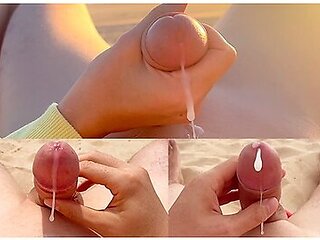 Compilation Of Masturbation On A Public Nudist Beach. Cum Three Times. Almost Catch By Strangers