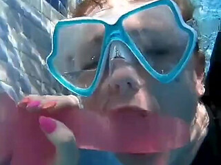 Wetsuit Underwater Dildo Blowjob - Neoprene Masked Suck Slut