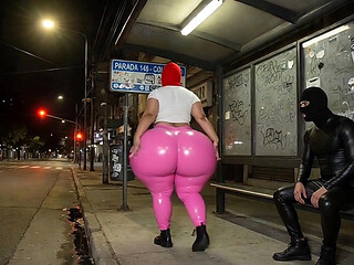 Big Ass Girl in Tight Pink Leggings Gets Stared at in Public