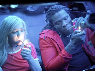 The couple fucked in pussy licking and interracial action with huge cocks