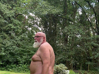 Ralf, the fat, deviant perverted gay bastard, jerks off naked in public in a cemetery and squirts.