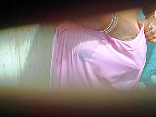 Huge boobs girl bathing and seducing her step brother when she came to know he is peeking her