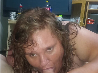 Fat Stepmom Gives Stepson Very Good Blowjob Before Bed