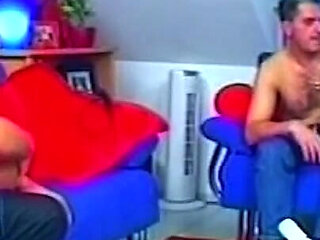 Two Horny Babes Sharing Throbbing Cock in Steamy Orgy