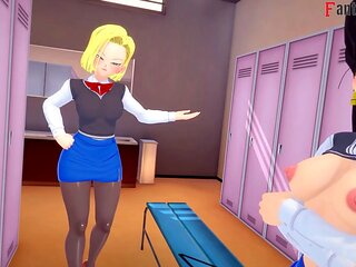 Step mom in hot anime action with Android 21 from Dragon Ball Z