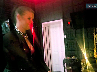 Stina Stone Femdom Handjob Tease Denial Facesitting by Mistress in Leather Gloves Part 2