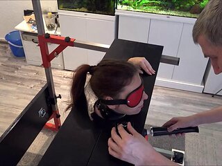 Slave Helpless in Pillory Gets Driven to Orgasm on Sybian