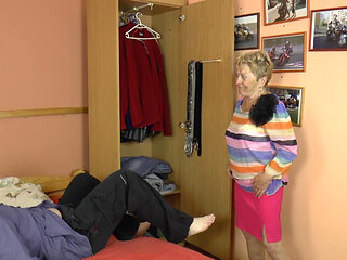 Busty Blonde Older German Housewife with Naturals Takes