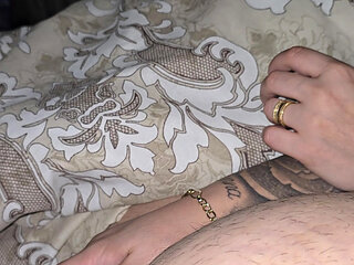 Brunette step mom hand slip on step son dick without shame
