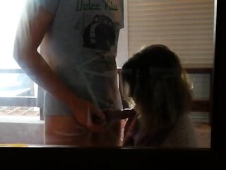 Public Blowjob on the Balcony - She doesn't Care about Neigh
