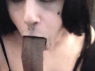 Gothic Femboy Sloppy Dildo Blowjob
