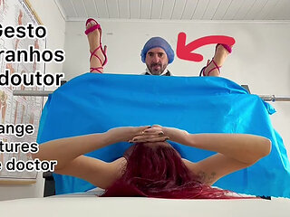 Gynecologist makes faces and mouths behind the gynecological exam!