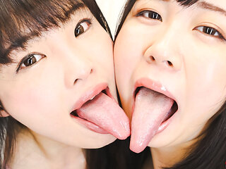 Saliva Play: Hikari & Ena's Deep Lesbian Kiss Exploration!