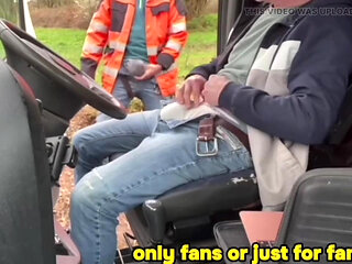 Two guys  gay with big dicks are fucking outside in the parking lot